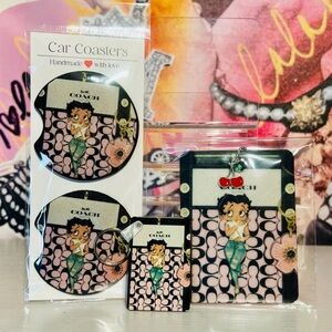 Handmade Boujee Betty Boop Car Coasters Set